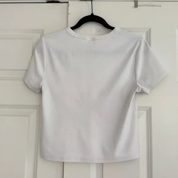 Aritzia Sunday Best Little Ribbed Tshirt Sz L - Picture 7 of 7
